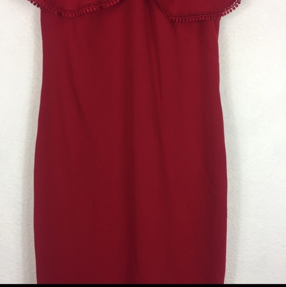 Shoshanna Red Laight Cold Shoulder Dress- GORG!! - Picture 9 of 16